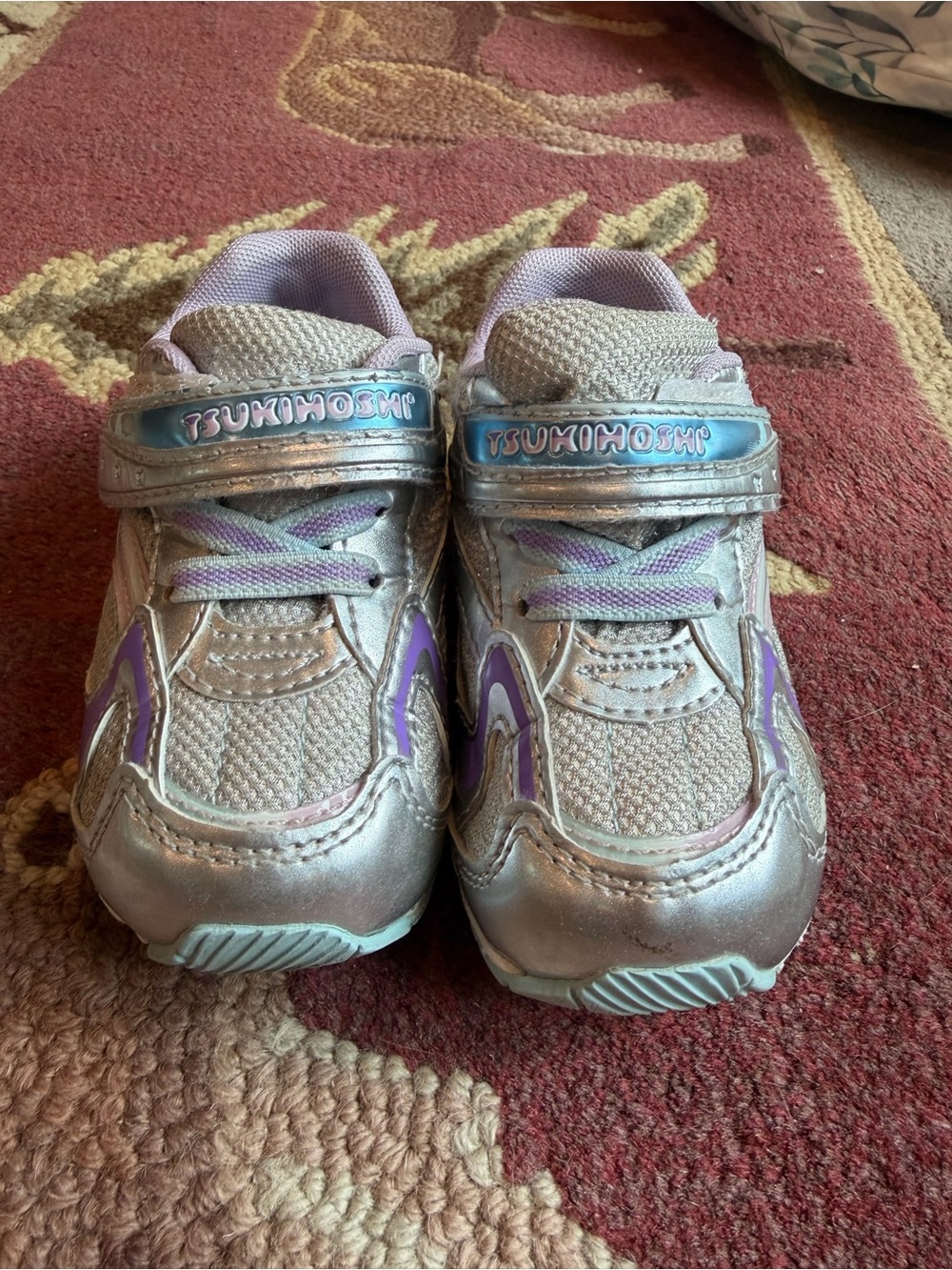 Tsukihoshi Silver Sneakers with Purple & Light Blue Accents